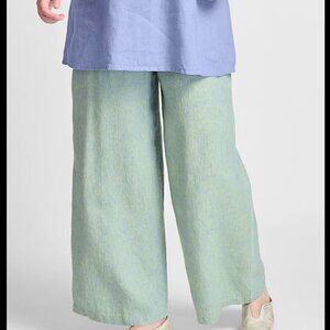 FLAX Flowing 100% Linen Pants With Elastic Waist, S